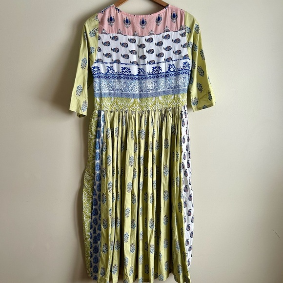 Cottagecore Floral Patchwork Midi Short Sleeve Dress - Picture 5 of 10